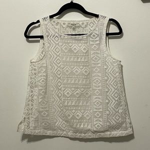 Madewell white geometrical, eyelet tank